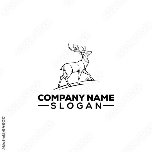 Walking Deer with Antlers on Hillside