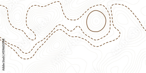 Detailed topography map with contour lines in brown. Abstract terrain elevation design in clean vector style. Perfect for use in environmental, hiking, and GIS visuals