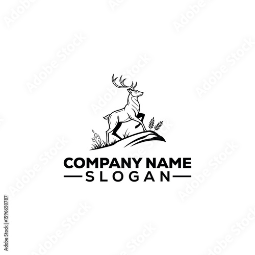 Walking Deer with Antlers on Hillside