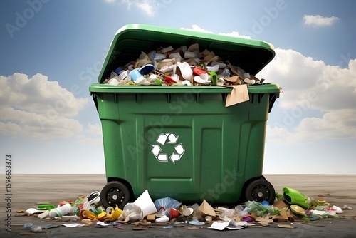 waste management recycling bin with garbage