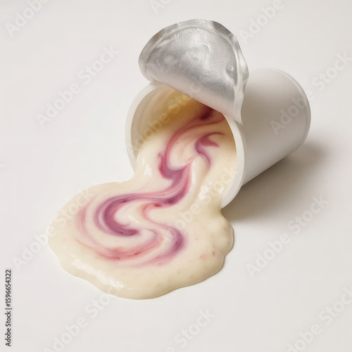 Swirled yogurt spilling from cup