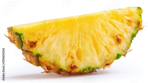 Closeup of a Ripe Yellow Pineapple Slice on White Background