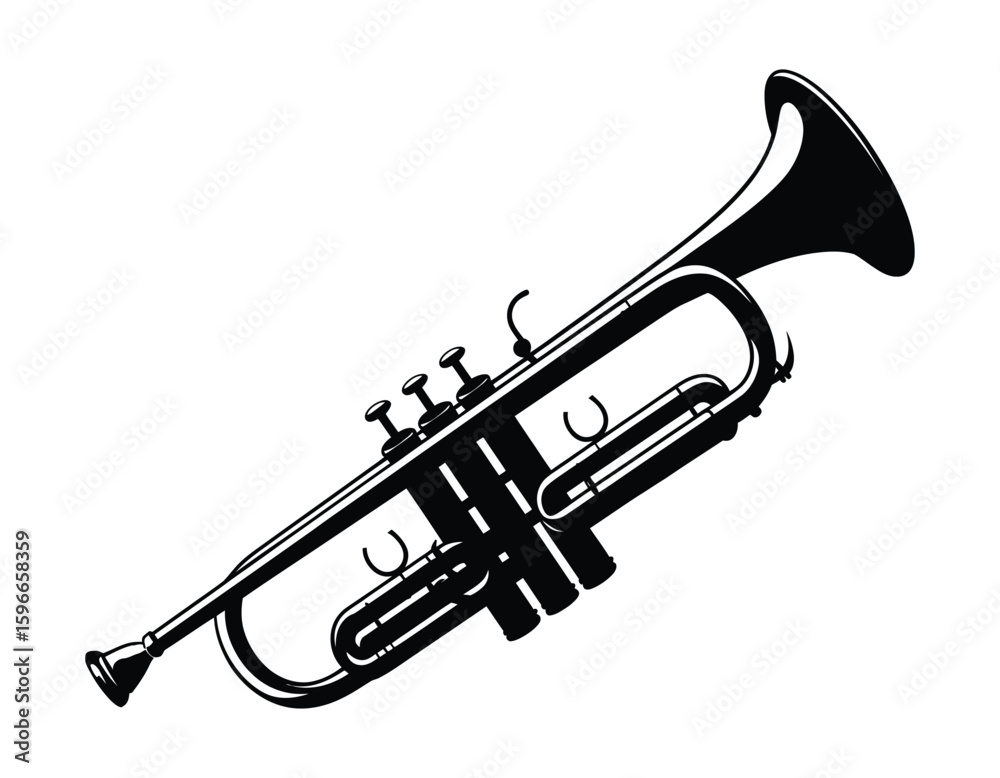 Obraz premium vector hand drawn illustration of a trumpet