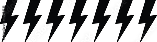 Lightning bolt icons set black flash symbol thunderbolt vector illustration lightning strike sign

