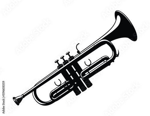 vector hand drawn illustration of a trumpet