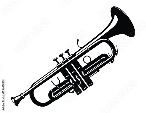 vector hand drawn illustration of a trumpet
