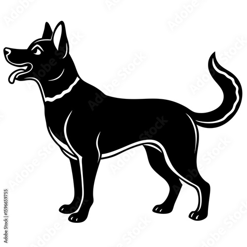 Black Silhouette Dog Barking Vector