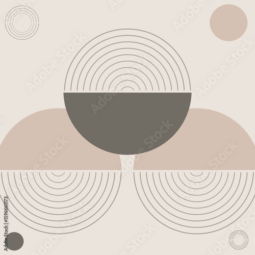 Boho minimal circle arch dust beige charcoal taupe pale mocha stone