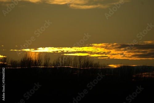 Golden sunset over the Danube river in Bratislava