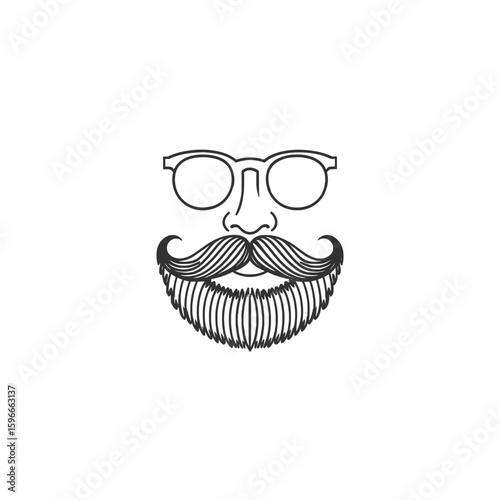 Stylish bearded man with glasses in minimalist line art design  