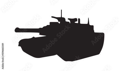 Silhouette vector of military tank and gun illustration isolated on white background