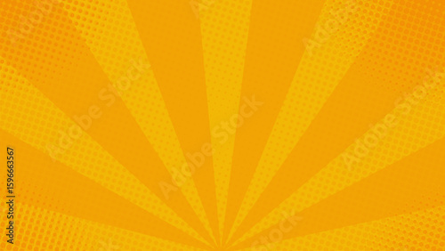 Yellow comic background with sun rays and halftones. Suitable for comics, prints, posters, etc.
