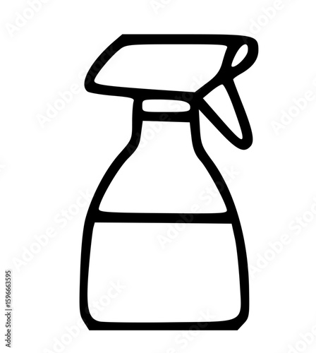 Simple black and white illustration of a spray bottle, ready for cleaning tasks.