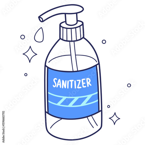 Hand sanitizer bottle with a drop falling from the pump