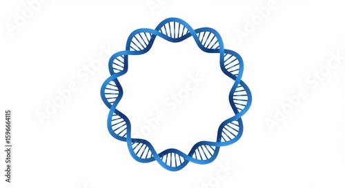 Circular dna helix structure in gradient blue isolated on white background