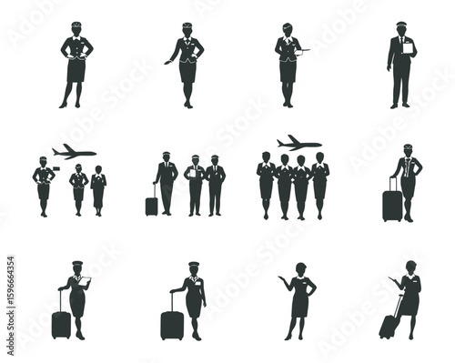 Minimalist Flight Attendant Vector Silhouette for Travel Design   
