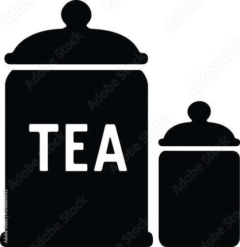 Silhouette Tea caddies set black and white Vector Illustrator