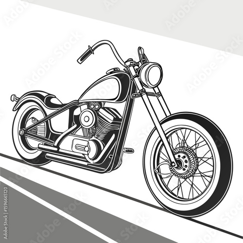 A classic chopper motorcycle on a road