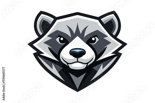 A fierce raccoon stares intently with piercing eyes in this stylized headshot portrayal