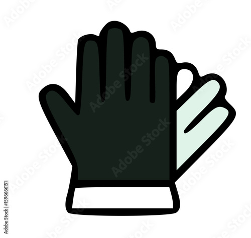 Two gloves, one black and one white, overlapping each other, isolated on a white background.