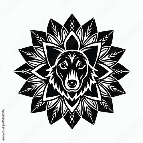 Tribal tattoo with abstract floral patterns, vintage ornamental flower and leaf design, decorative vector art illustration