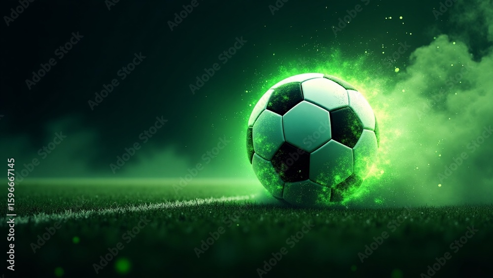 Naklejka premium bola com luzes neon verde