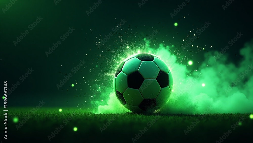 Naklejka premium bola com luzes neon verde