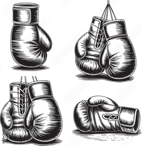 Hand drawn style Boxing Gloves isolated on transparent background