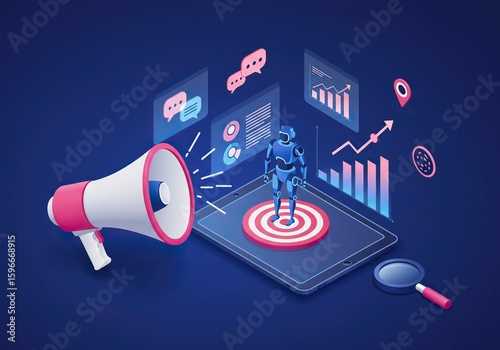 Artificial intelligence driven digital marketing and advertising concept