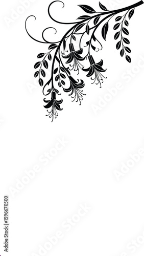 Elegant wisteria flower silhouette for floral designs