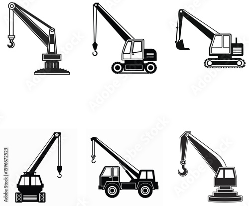 Simple Black Crane Bird Silhouettes Collection