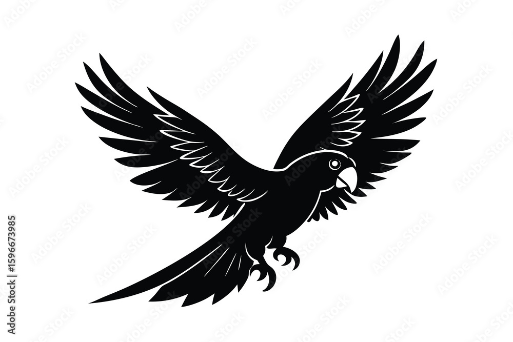 Fototapeta premium Silhouette of a Parakeet in Flight