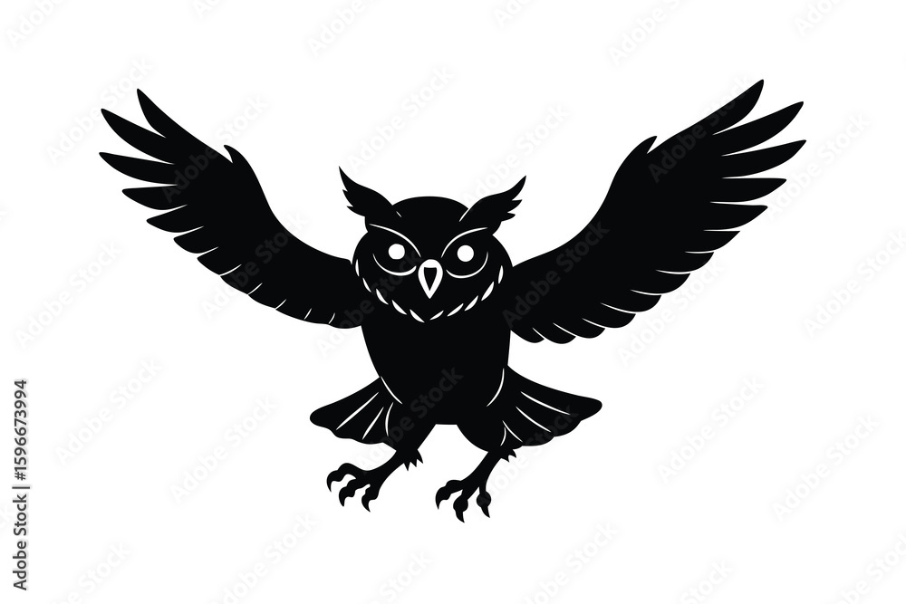 Obraz premium Silhouette of a Powerful Owl in Flight