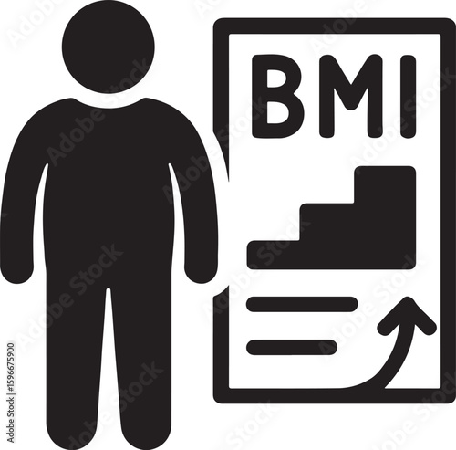 Silhouette vector of a body mass index (BMI) chart icon, ideal for fitness, health, and medical designs.