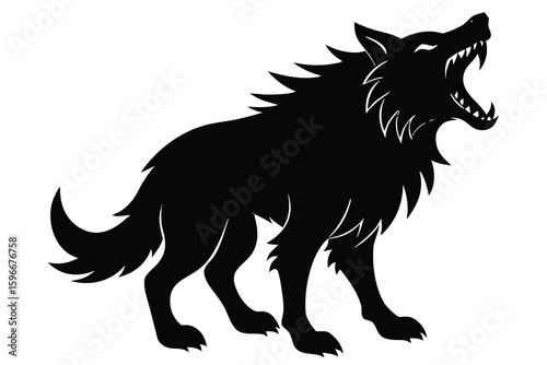 werewolf howling vector icon