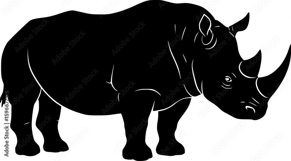 Fototapeta premium rhino standing isolated icon silhouette vector art illustration on white background