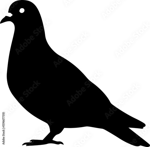 pigeon bird black silhouette vector, Simple silhouette Design vector icon with white background. Wild bird
