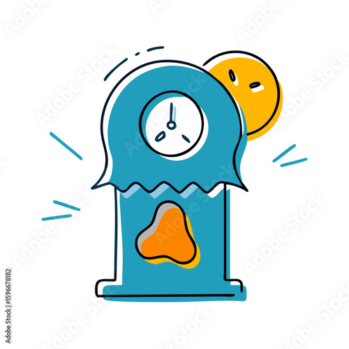 Whimsical haunted clock icon with a ghostly design and quirky details