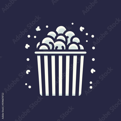 Stylized popcorn bucket icon representing snack culture and movie experience on a dark background