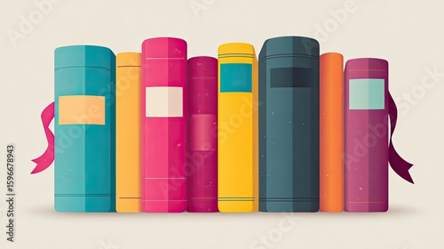 Colorful Books Stacked in a Row