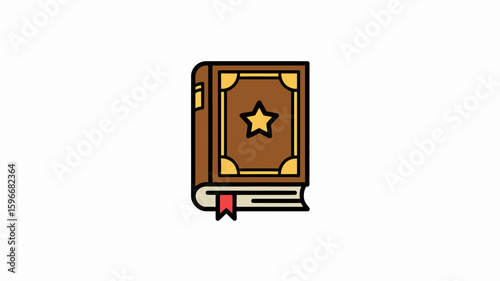 Antique Leather-Bound Book with Gold Star Emblem A Timeless Symbol of Knowledge and Storytelling