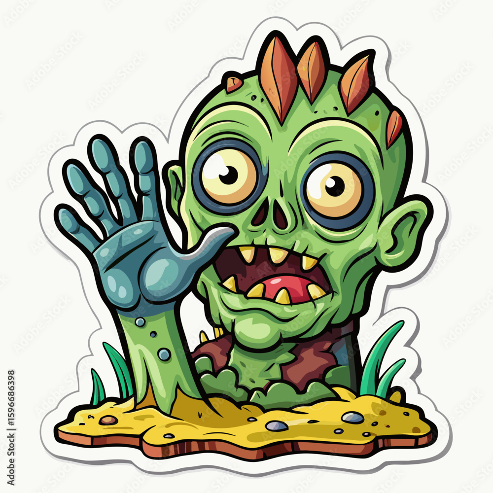 Obraz premium Halloween Sticker different cute halloween Vector Retro Cartoon