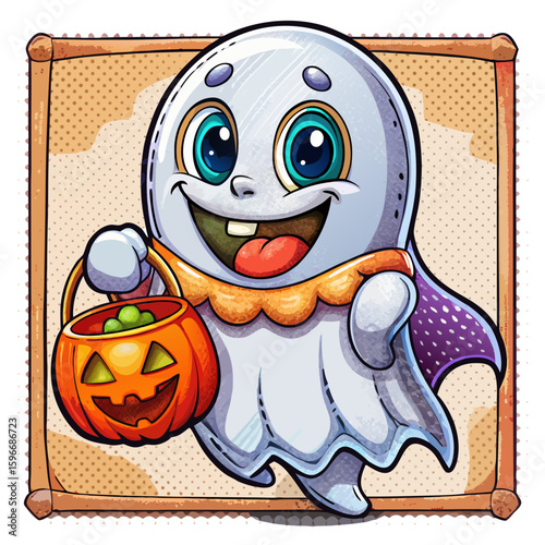 Halloween Sticker different cute halloween Vector Retro Cartoon