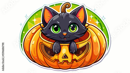 Halloween Sticker different cute halloween Vector Retro Cartoon