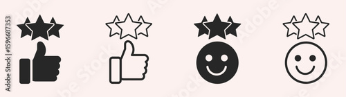 Rating vector flat icons set. Customer product rating vector icon