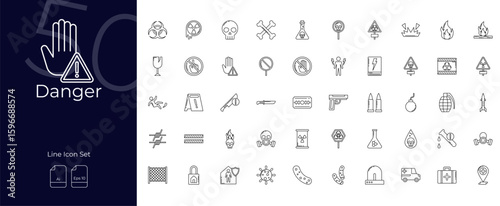 Danger Line Editable Icons set. Vector illustration in modern thin line style of Danger icons: alert, hazard, caution, etc