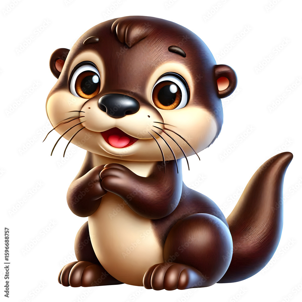 Naklejka premium Baby Otter 3d style illustration isolated on transparent background