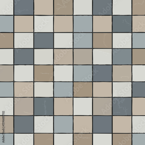 Vector illustration of tile with grout close-up on white background, construction material
