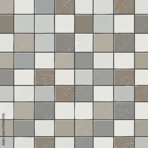 Vector illustration of tile with grout close-up on white background, construction material