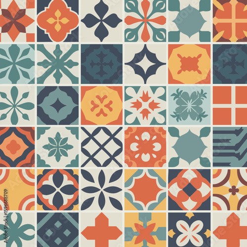 Vector illustration of tile with grout close-up on white background, construction material